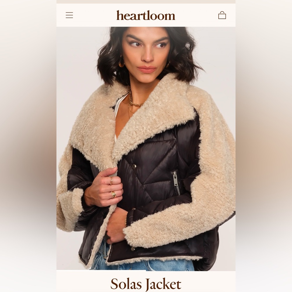 NWT- Heartloom Solas Jacket - Black and Beige, size large